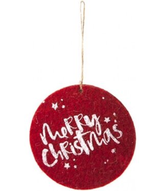 Cosy @ Home Hanger - ornament - rood/wit - vilt - dia.15cm