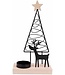 Cosy @ Home Theelichthouder - kerstboom - zwart - metaal - 14x7H25cm