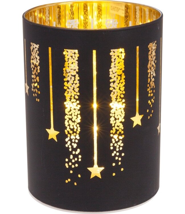Cosy @ Home Lamp - fireworks - LED - dia.9H12cm - zwart - glas