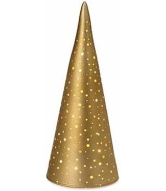 Cosy @ Home Conische kerstboom met ledverlichting - goud - dia.8H20cm - glas