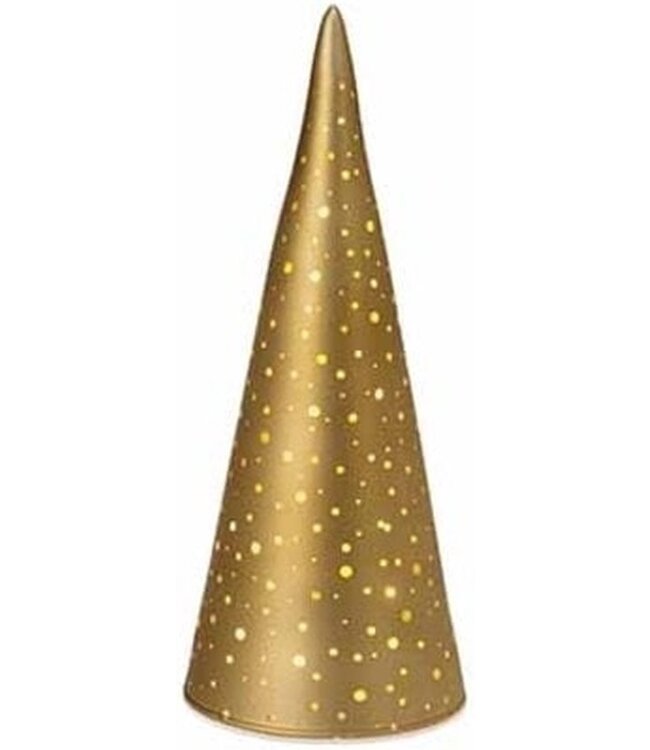 Cosy @ Home Conische kerstboom met ledverlichting - goud - dia.8H20cm - glas