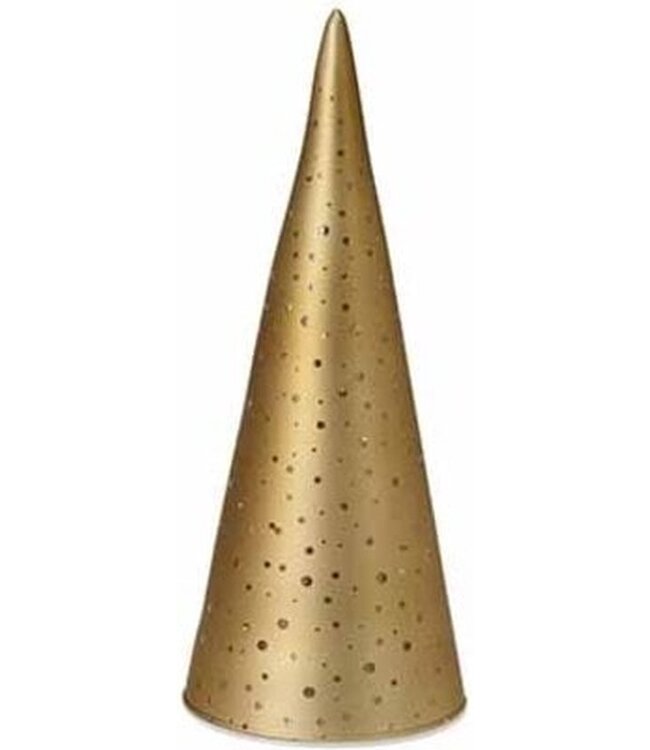 Cosy @ Home Conische kerstboom met ledverlichting - goud - dia.8H20cm - glas