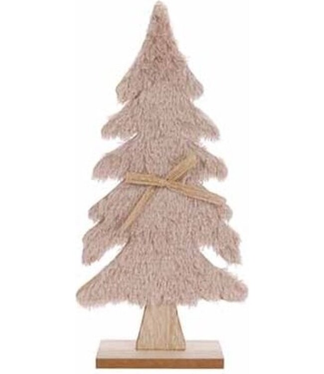 Cosy @ Home Kerstboom - H31cm - Hout - Fur - Beige