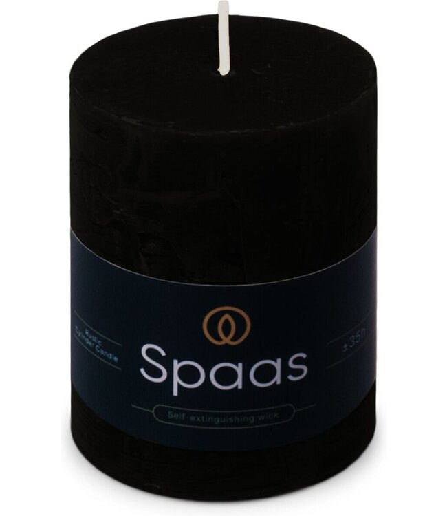 Spaas  Rustieke kaars - dia.7H9,5cm - zwart