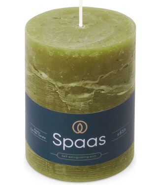 Spaas  Rustieke kaars - dia.8H11cm - olijfgroen