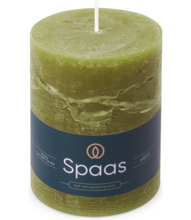 Spaas  Rustieke kaars - dia.8H11cm - olijfgroen