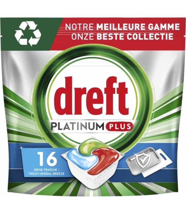 Dreft Platinum Plus All In One Vaatwastabletten - 16 stuks -  Deep Clean