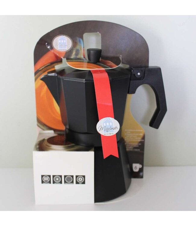 Maxime Home Espressokan - 6 kopjes - Aluminium - Zwart