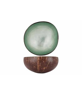 Noya Cocosbowl - Schaal/Kom kokosnoot - dia.14cm - Metallic Mint Green Leaf