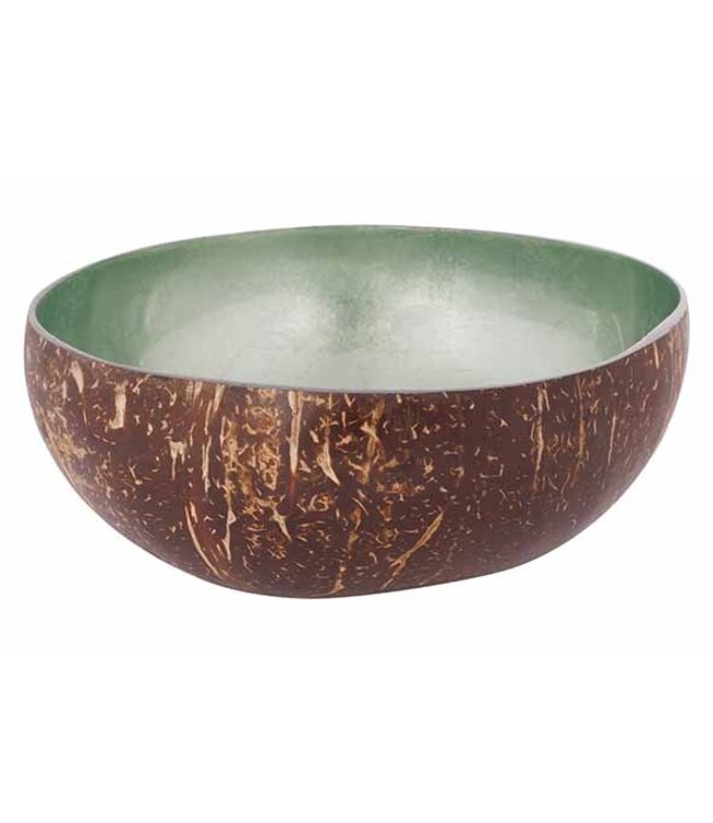 Noya Cocosbowl - Schaal/Kom kokosnoot - dia.14cm - Metallic Mint Green Leaf