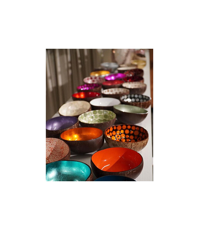 Noya Cocosbowl - Schaal/Kom kokosnoot - dia.14cm - Metallic Orange Leaf