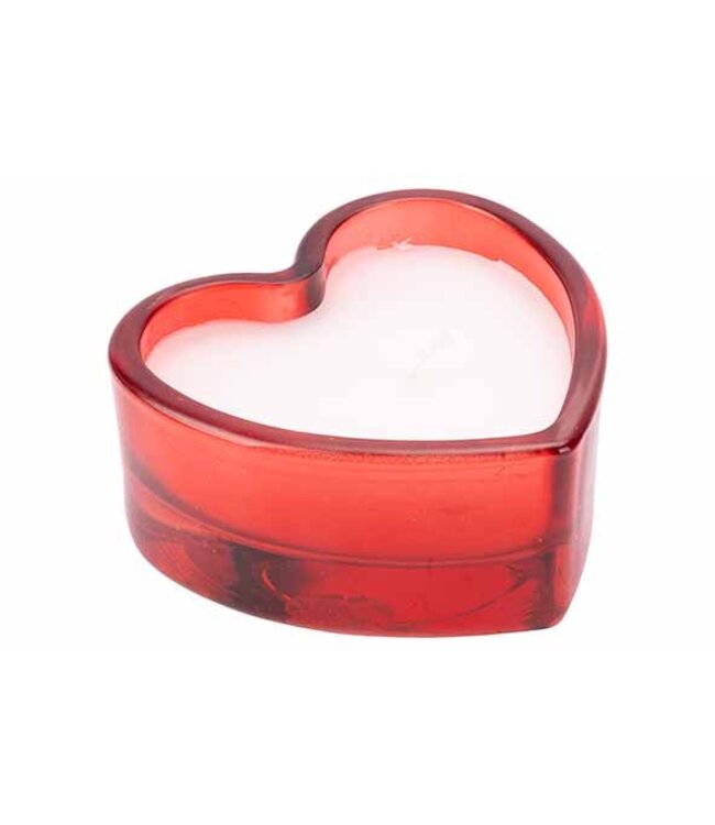 Cosy @ Home Geurkaars - hart - rood - glas - 8x8H4cm