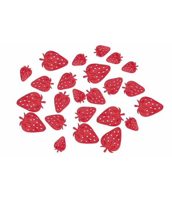 Cosy & Trendy Strooideco - aardbeien  - rood - 24 stuks
