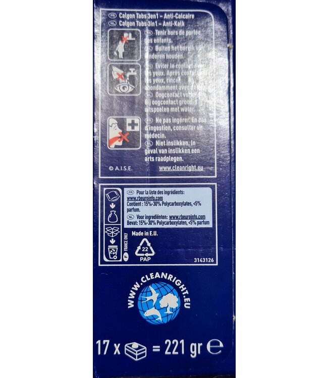 Calgon Ontkalkingsmiddel - Tegen Kalk, Wasmiddelresiduen & Geuren - 17 Tabletten