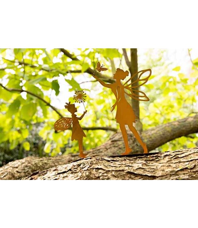Cosy @ Home Beeldje - Fairy met vlinder - roest - H29cm