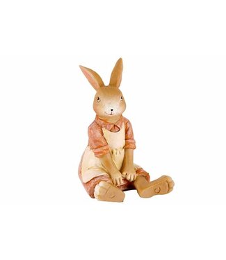 Cosy @ Home Konijn - Meisje zittend - Oud roze - H12cm