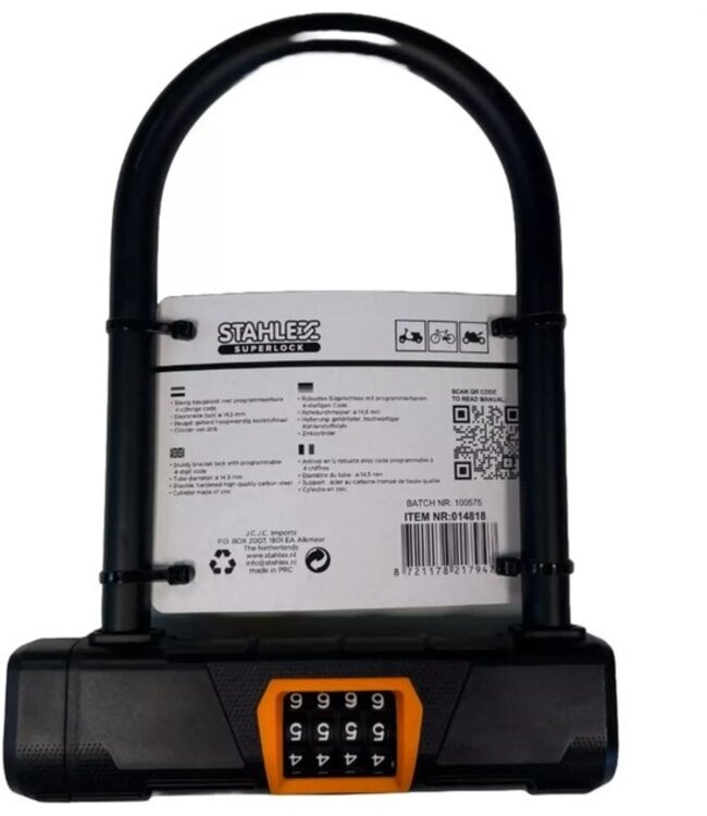 Stahlex Beugelslot met 4 - cijfirige code - 175x250mm