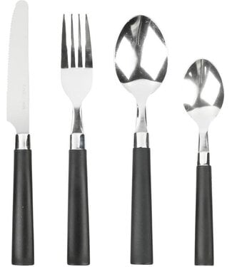 Benson 16-delige bestekset - Modern design - Zwarte handvaten - RVS