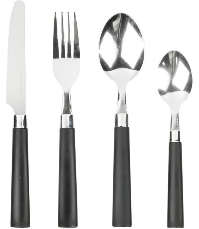 Benson 16-delige bestekset - Modern design - Zwarte handvaten - RVS