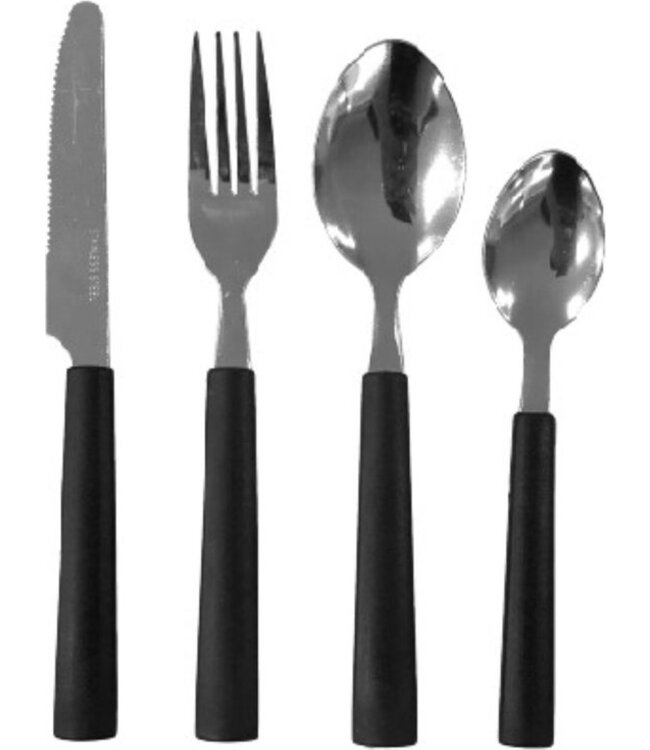 Benson 16-delige bestekset - Modern design - Zwarte handvaten - RVS