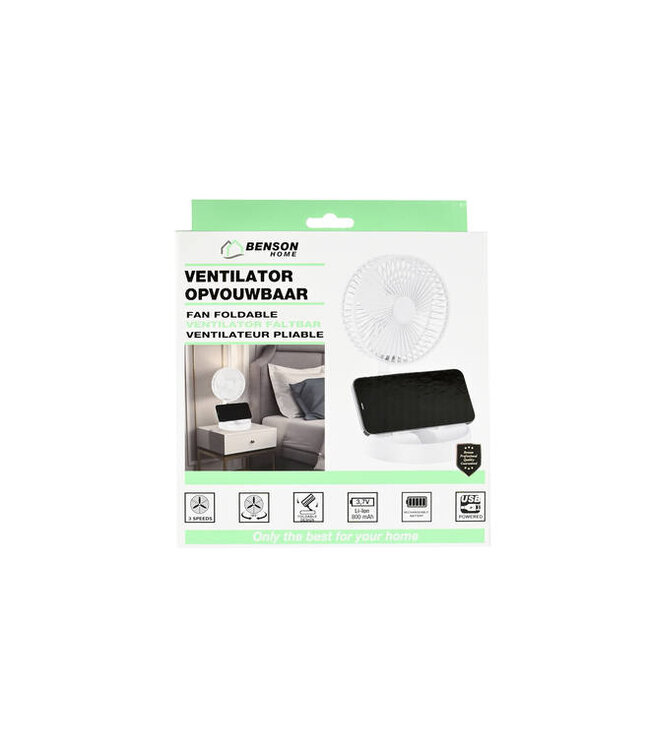Benson Ventilator - opvouwbaar en oplaadbaar - wit