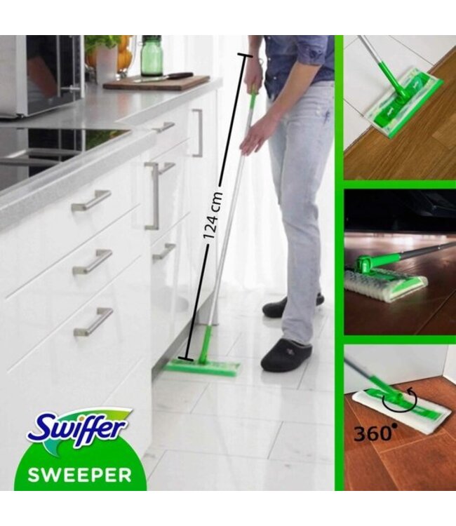 Swiffer Starterskit vloerwisser met 8 Stofdoeken en 3 Natte Doeken