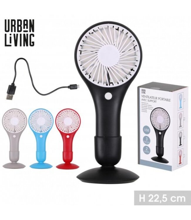Draagbare Ventilator met Standaard – H22,5 cm – 4 Geassorteerde Kleuren