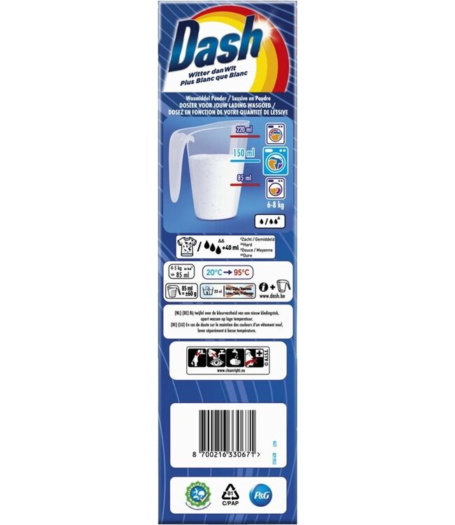 Dash Witter dan Wit - Waspoeder - 2,4kg - 40 wasbeurten