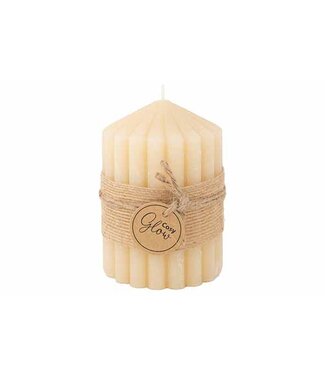 Cosy & Trendy Kaars geribbeld - dia.7H10cm - Beige