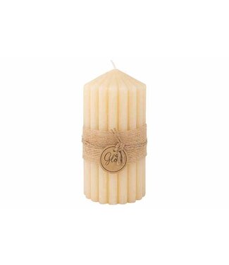 Cosy & Trendy Kaars geribbeld - dia.7H14cm - Beige