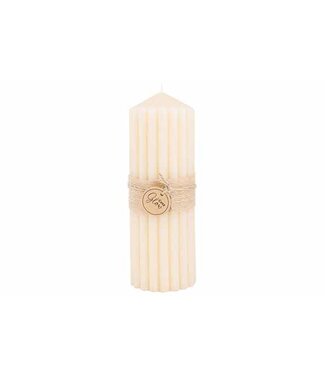 Cosy & Trendy Kaars geribbeld - dia.7H20cm - Beige