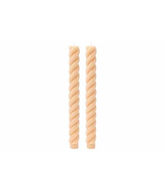 Cosy & Trendy Kaars - set van 2 - Swirl - H24cm - Beige