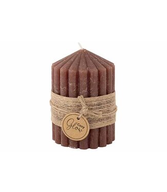 Cosy & Trendy Kaars geribbeld - dia.7H10cm - Bruin