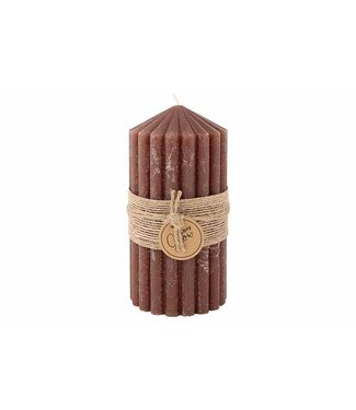 Cosy & Trendy Kaars geribbeld - dia.7H14cm - Bruin