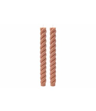 Cosy & Trendy Kaars - set van 2 - Swirl - H24cm - Bruin
