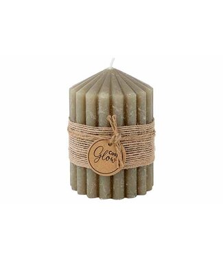 Cosy & Trendy Kaars geribbeld - dia.7H10cm - Olijfgroen