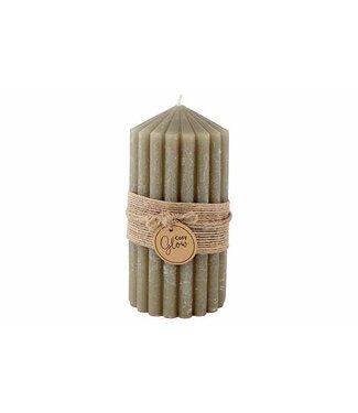 Cosy & Trendy Kaars geribbeld - dia.7H14cm - Olijfgroen