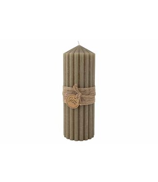 Cosy & Trendy Kaars geribbeld - dia.7H20cm - Olijfgroen