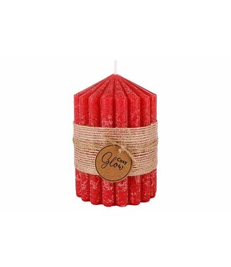 Cosy & Trendy Kaars geribbeld - dia.7H10cm - Rood