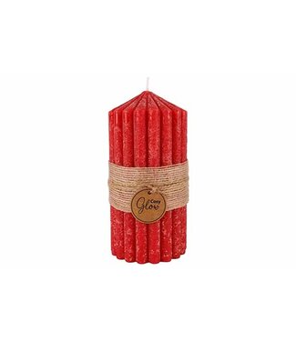 Cosy & Trendy Kaars geribbeld - dia.7H14cm - Rood