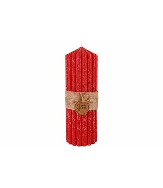 Cosy & Trendy Kaars geribbeld - dia.7H20cm - Rood