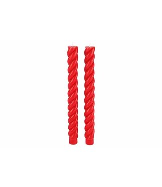 Cosy & Trendy Kaars - set van 2 - Swirl - H24cm - Rood
