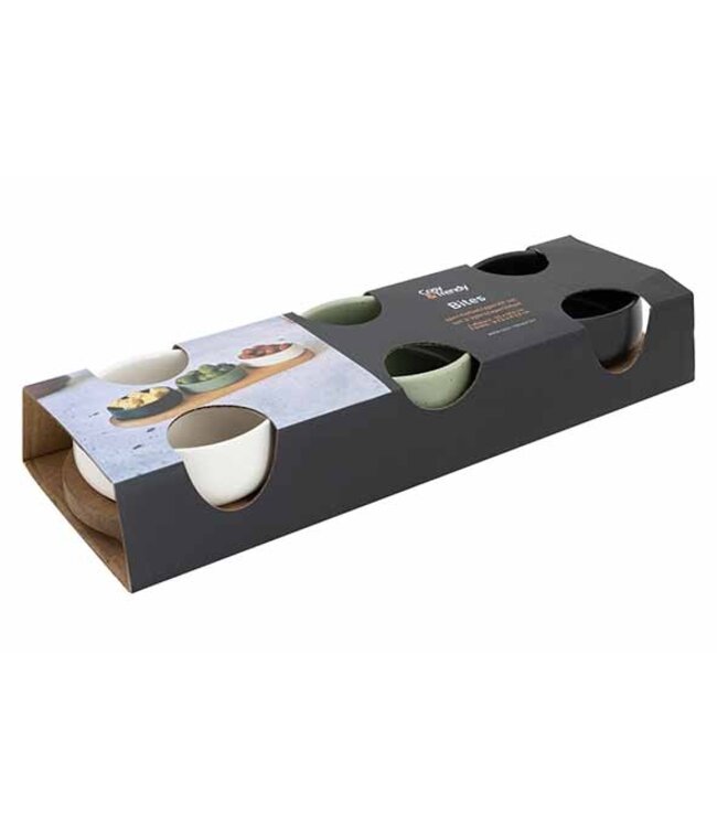 Cosy & Trendy Aperoset - 4 delig - serveerplank met 3 kommetjes