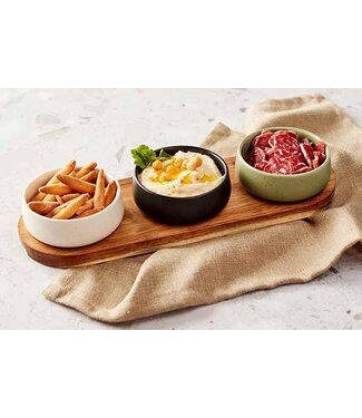 Cosy & Trendy Aperoset - 4 delig - serveerplank met 3 kommetjes