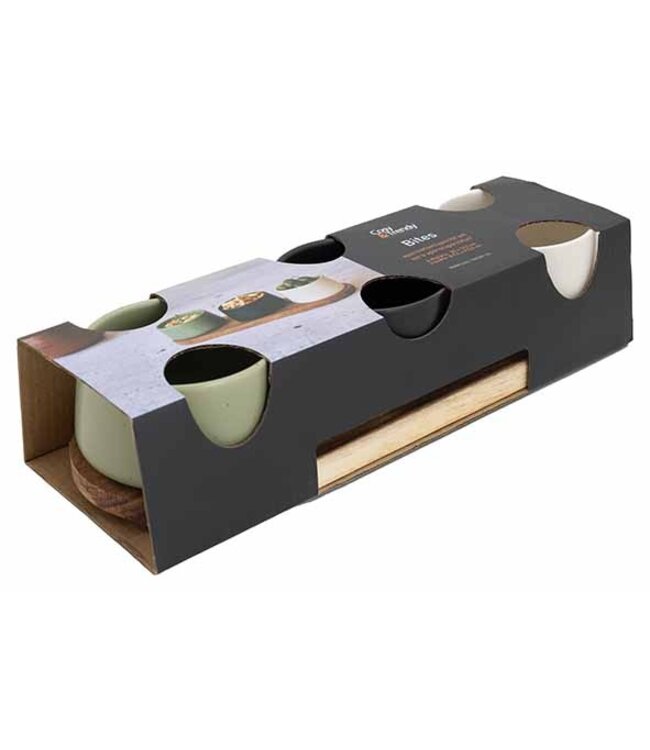 Cosy & Trendy Aperoset - 4 delig - serveerplank met 3 kommetjes