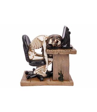 Cosy @ Home Skelet Sleeping Nora on Desk Wit-Zwart 17x10xH18cm Polyresin
