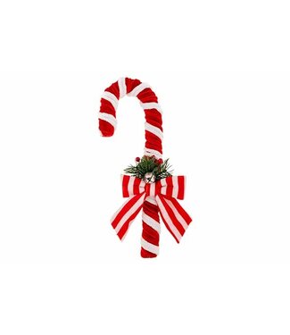 Cosy @ Home Candy Cane Hanger Rood/Wit – 28 cm Fluweel