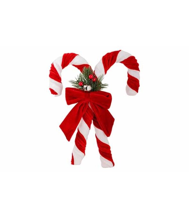 Cosy @ Home Hanger Candy Canes Rood/Wit – 27 cm Fluweel