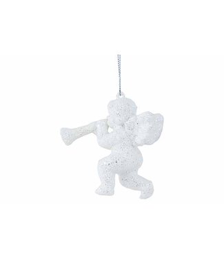 Cosy @ Home Engel Hanger Trompet Wit Glitter – 8 cm