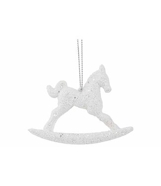 Cosy @ Home Wit Glitter Schommelpaard Hanger – 8 cm